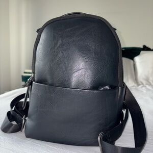 Black Leather Small Backpack